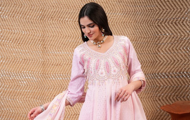 Pink Embroidered Kurta set